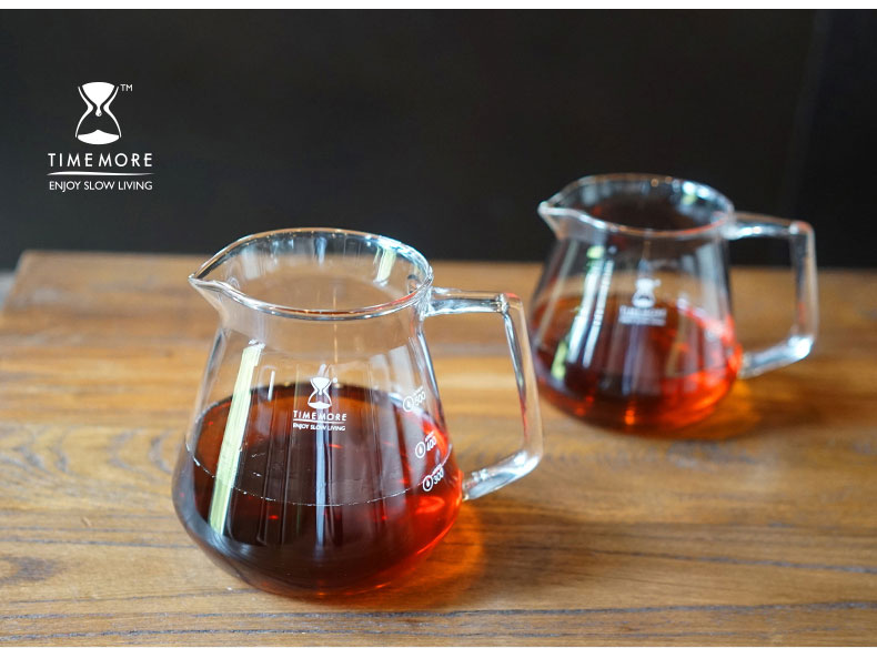 Timemore Glass Coffee Serve Glass Megosztó Kávéfajta A Vízszint Kijelző Jelölje Meg A Magas Hőmérsékletű Ellenálló Üveg 360 Ml / 600 Ml