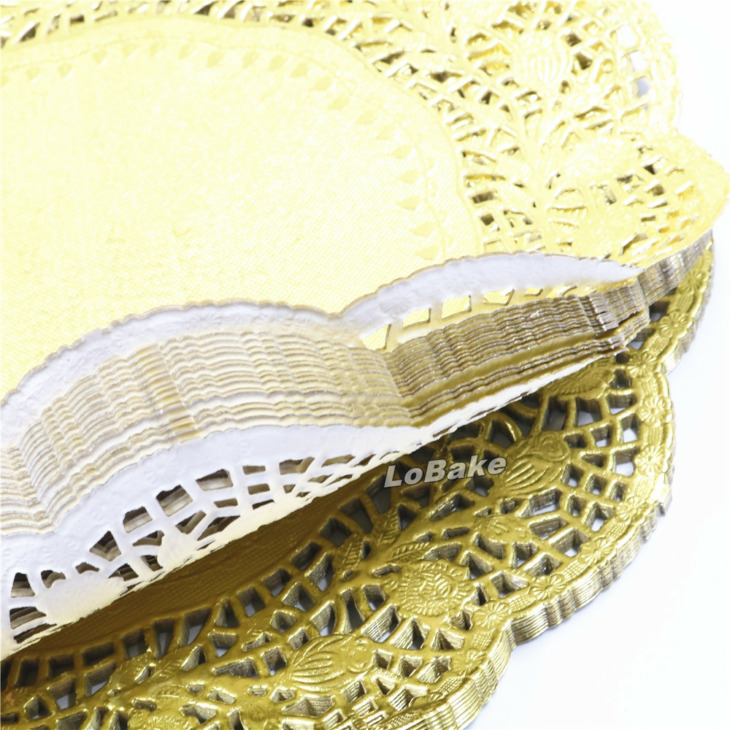 (100 Darab/Csomag) Új Érkezők 12 Hüvelyk Arany Színű Kerek Papír Csipke Doilies Cupcake Kenyér Potemats Otthoni Vacsora Edények - Image 3