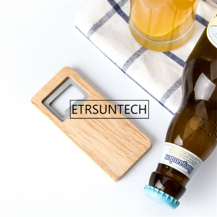 10 Darabos Fa Sör Palack Nyitó Fa Fogantyú Dugóhúzó Rozsdamentes Acél Négyzet Alakú Nyitók Bár Konyhai Kiegészítők Buli Ajándék - Image 3