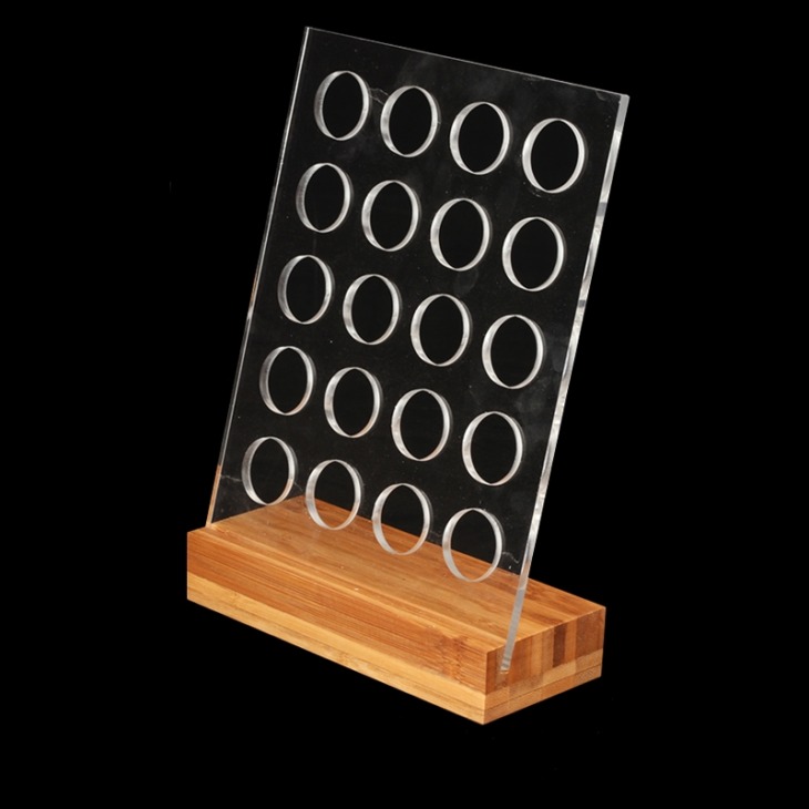 1Dc Akril Kávé Hüvelytartótartó Kapszula Tároló Állvány Bambusz Alappal 20Db Nespresso Kapszulához - Image 2