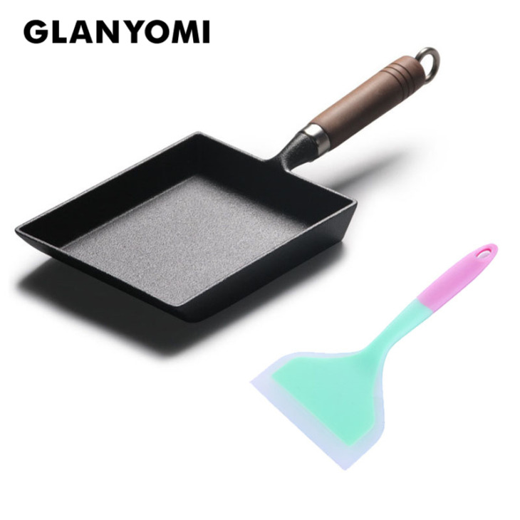 2Db/Beállított Öntöttvas Tojás Sütő Serpenyő Szilikon Turner/Nem Tapadó Omlett Serpenyő Téglalap Mini Tamagoyaki Serpenyő/Edények - Image 1