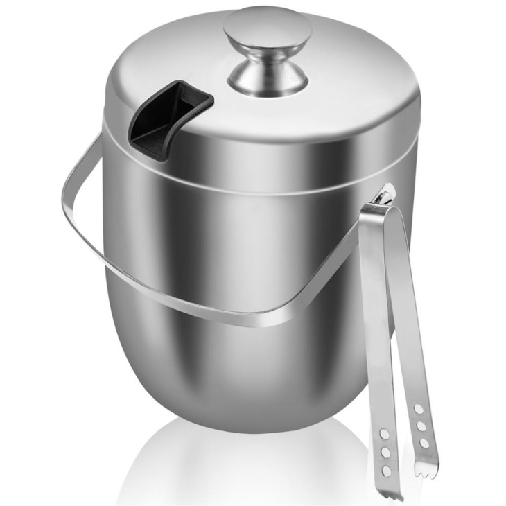 3 Liter Rozsdamentes Acél Jégvödör, Dupla Rétegű Fedéllel És Jégfogóval Szigetelve, Tartós Jégvödör, Ideális Borhoz, Whisky - Image 3