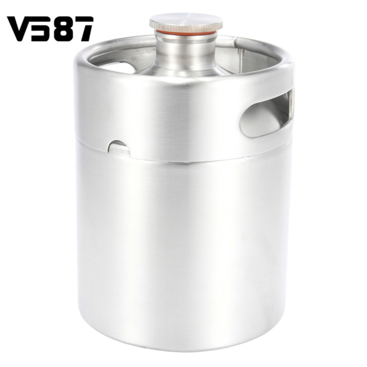 304-Stainless-Steel-2L-Mini-Beer-Keg-Pressurized-Growler-Durable-Portable-Beer-Bottle-Home-Brewing-Beer 304 Rozsdamentes Acél 2L Mini Sörkék Nyomás Alatt Álló Growler Tartós Hordozható Sörüveg Otthoni Sörkészítő Szerszám Otthoni Kocsmákhoz - Image 1