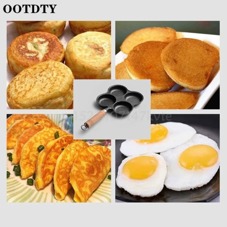 4/6 Lyukak Omlett Serpenyő A Hamburger Tojáshoz Sonka Palacsinta Készítő Serpenyők Nem Tapadók Nincs Olaj Füst Reggeli Főző Edény Gáz Kályha - Image 3