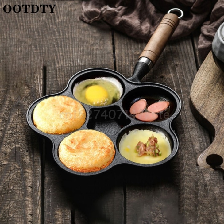 4/6 Lyukak Omlett Serpenyő A Hamburger Tojáshoz Sonka Palacsinta Készítő Serpenyők Nem Tapadók Nincs Olaj Füst Reggeli Főző Edény Gáz Kályha - Image 5