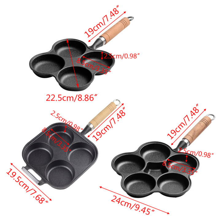 4/6 Lyukak Omlett Serpenyő A Hamburger Tojáshoz Sonka Palacsinta Készítő Serpenyők Nem Tapadók Nincs Olaj Füst Reggeli Főző Edény Gáz Kályha - Image 6