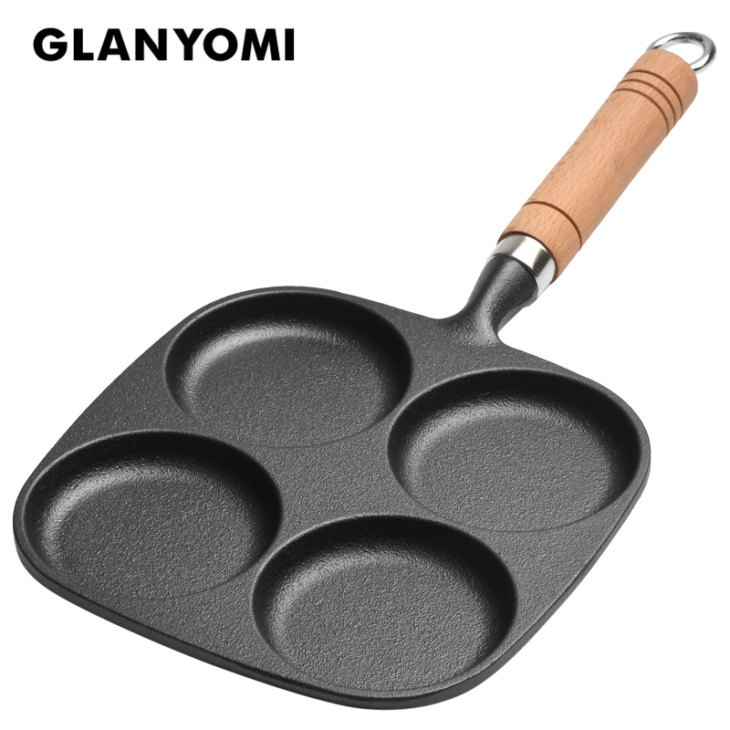 4-Cavities-Cast-Iron-Pancake-Egg-Frying-Pan-Non-stick-Egg-Cooker-Pan-Kitchen-Tools-Cookware 4 Üregek Öntöttvas Palacsinta Tojás Sütő Serpenyő Nem Tapadós Tojás Edényi Konyhai Szerszámok Főzőedények - Image 1
