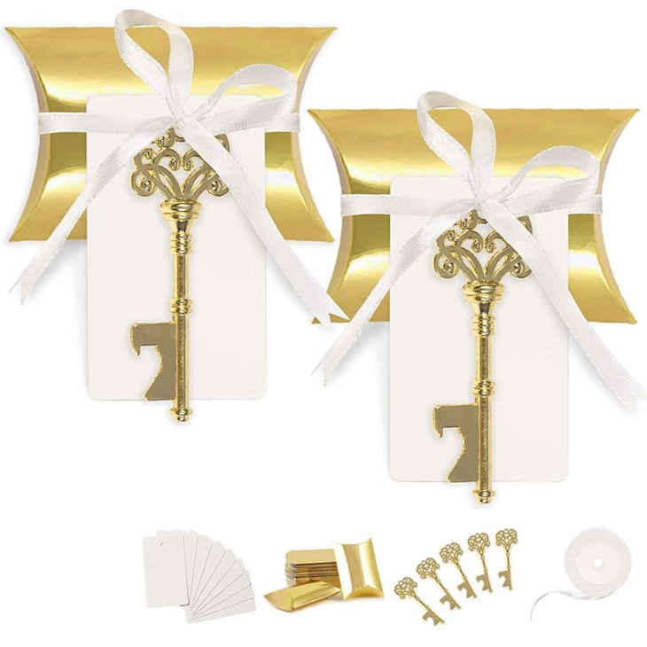 50-Set-Wedding-Favors-for-Guests-Party-Favor-Vintage-Key-Bottle-Opener-with-Escort-Card-Tag 50 Állítsa Be Az Esküvői Kedvezményeket A Vendégek Számára Party Fed Vintage Key Palacknyitó Kíséretkártya Címkével És Szatén Szalaggal - Image 1
