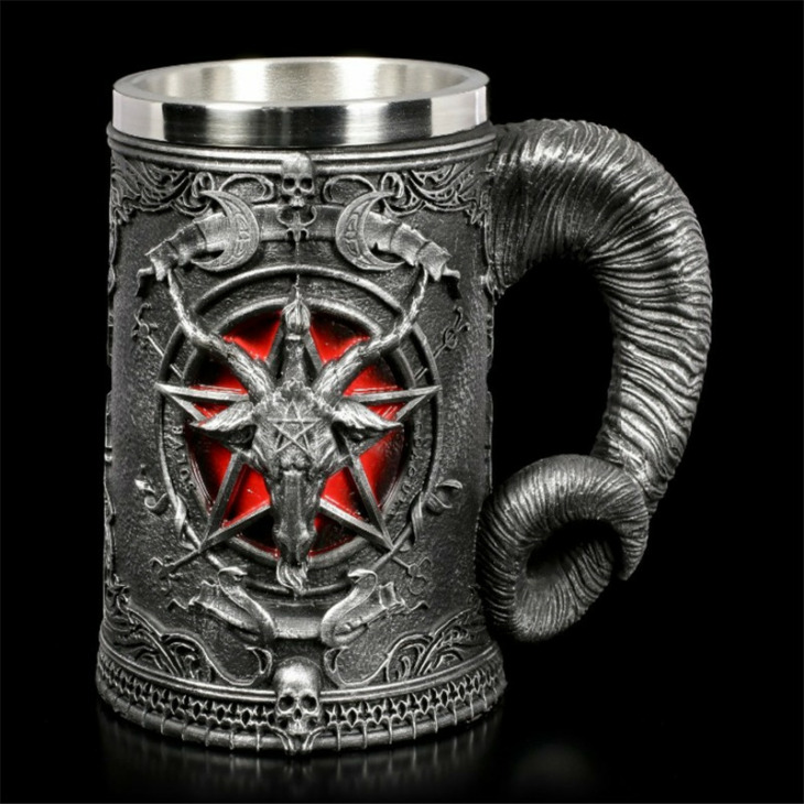 Baphomet-Beer-Mug-Stainless-Steel-Resin-3D-Coffee-Beer-Mug-Drinkware-Cup-Christmas-Gifts Baphomet Sör Bögre Rozsdamentes Acél És Gyanta 3D -S Kávé Sör Bögre Ital Kupa Karácsonyi Ajándékok - Image 1