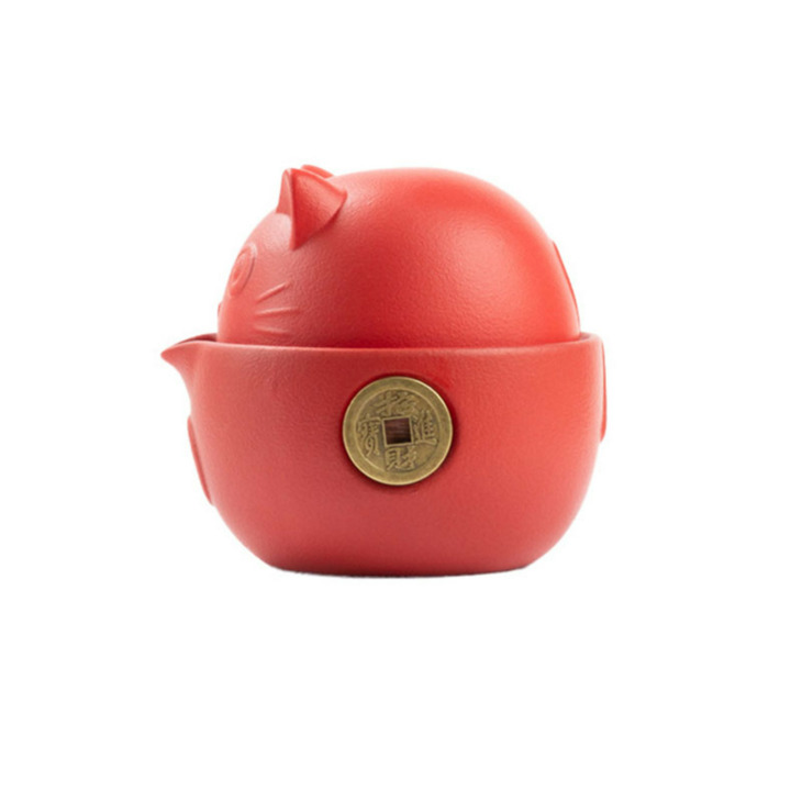 Macska Sorozat Utazási Hordozható Kerámia Teakészlet Teáskanna Teáscsészék Utazási Táska Irodai Otthoni Utazáshoz Nin668 - Image 6