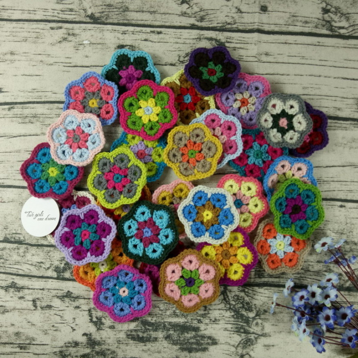 Dekorációs Horgolt Doilies Kézzel Készített Horgolt Kupa Pad Multicolor Virágok Alátétek Kerek Asztali Szőnyegek 8 Cm Gyapjú Ruhák Javítás 30Db/ - Image 4