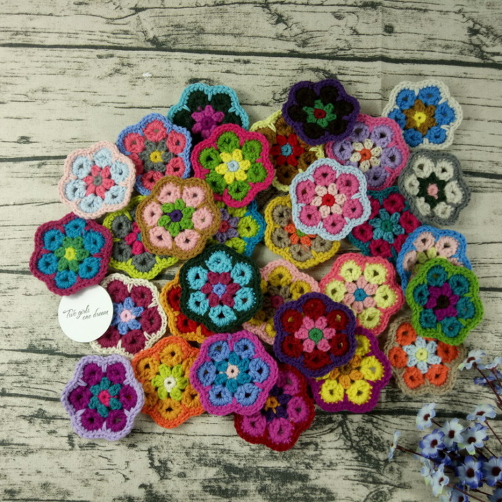 Dekorációs Horgolt Doilies Kézzel Készített Horgolt Kupa Pad Multicolor Virágok Alátétek Kerek Asztali Szőnyegek 8 Cm Gyapjú Ruhák Javítás 30Db/ - Image 5