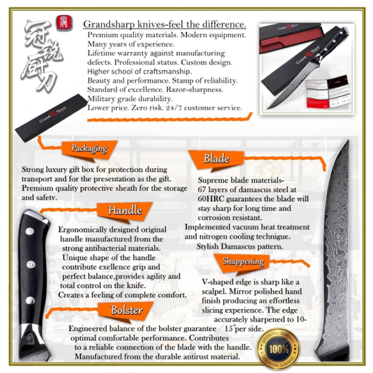 Grandsharp Damaszkusz Boning Knife 5,5 Hüvelykes Vg10 Japán Damaszkusz Acél Henteskés Séf Konyhai Kések Szeletelése - Image 6