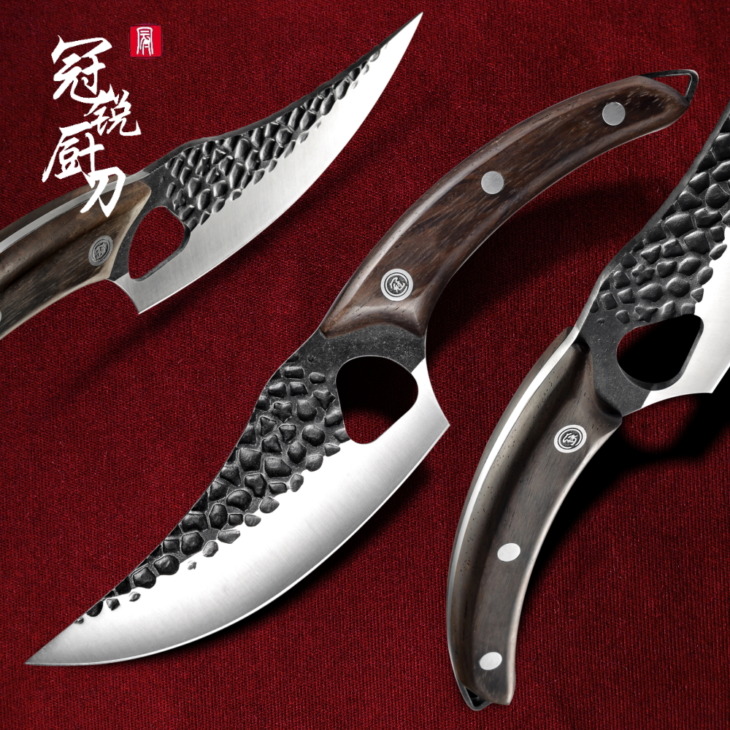 Handcrafted-Boning-Knife-Butcher-s-Scimitar-Full-Tang-Ebony-Handle-Beef-Fish-Chicken-Chef-Kitchen-Knife Kézműves Csontozás Kés, Hentes Scimitar'S Full Tang Ebony Fogantyú Marhahús Csirke Séf Konyhai Kés Kemping Új Új - Image 1