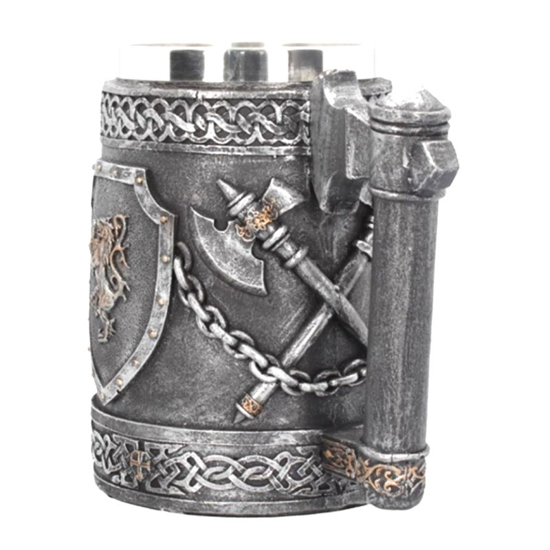 Középkori Hatchet Design 3D Sör Bögre Nagy Kapacitású Tankard Rozsdamentes Acél Gyanta Kávéscsészék És Bögrék Karácsonyi Halloween Ajándék - Image 3