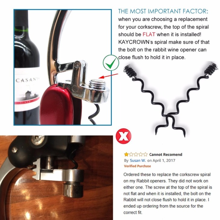 Új Csere -Dugóhúzó Spirál/Féreg Nyúl És Bestutensils Bornyitó Pincér Dugónyílás Boros Nyitó Spirál - Image 5