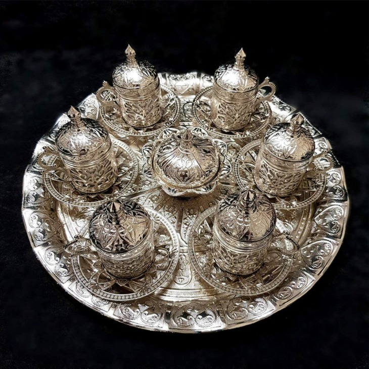 Ottoman Coffeeware Kézzel Készített Autentikus Kávé Tea Porcelán Kupa És Szolgáltatások Tányérok Beállított Kávézó Sarok Nespresso Pod Kapszula Tartó - Image 3