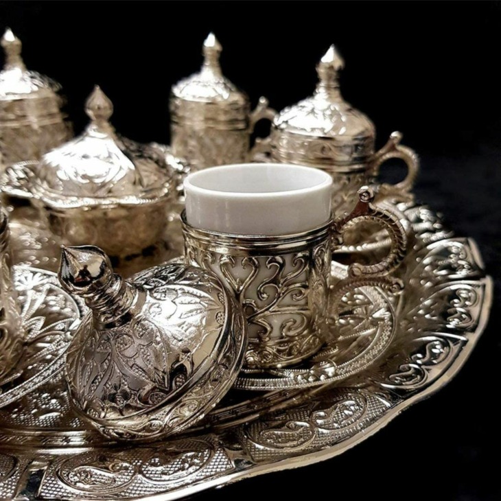 Ottoman Coffeeware Kézzel Készített Autentikus Kávé Tea Porcelán Kupa És Szolgáltatások Tányérok Beállított Kávézó Sarok Nespresso Pod Kapszula Tartó - Image 4