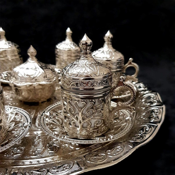 Ottoman Coffeeware Kézzel Készített Autentikus Kávé Tea Porcelán Kupa És Szolgáltatások Tányérok Beállított Kávézó Sarok Nespresso Pod Kapszula Tartó - Image 5