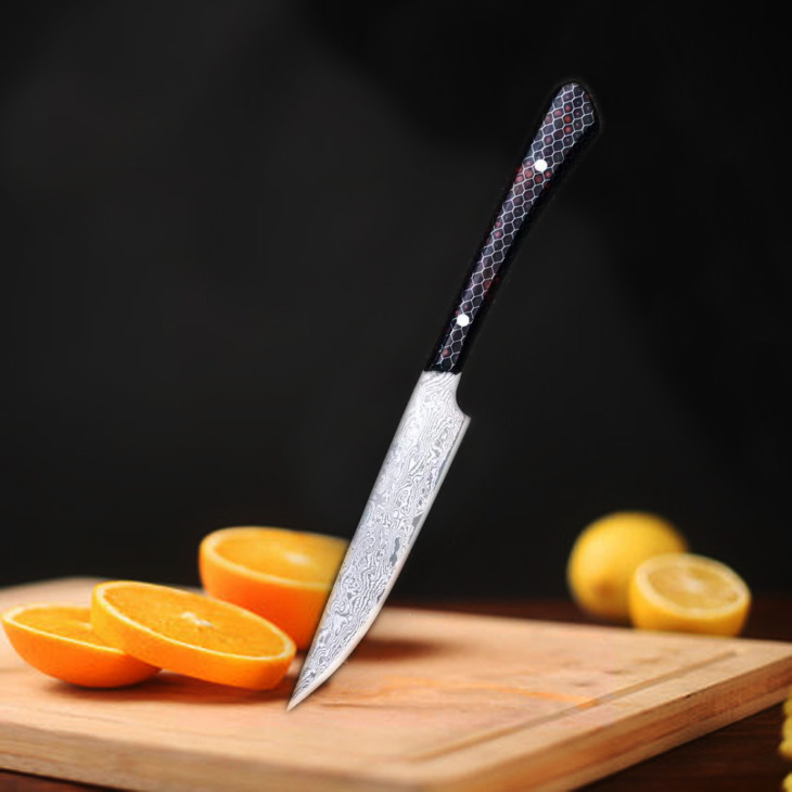 Paring Knife 5 Hüvelykes Német Rozsdamentes Acél Damaszkusz Lézermintás Konyhai Kések Gyümölcs Zöldségek Főzési Szerszámok Öko -Barát - Image 1