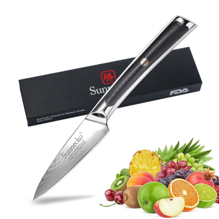 Sunnecko 3.5 "Paring Chef Knife Knivers Japán Damaszkusz Vg10 Acél Éles Penge G10 Fogantyú Gyümölcs Zöldségek Vágószerszámok - Image 1