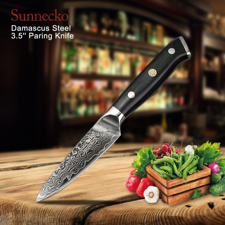 Sunnecko 3.5 "-Es Paring Kés 73 Rétegek Damaszkusz Acél Konyhai Kések Japán Vg10 Blade G10 Fogantyú Borotva Éles Gyümölcsvágó Kés - Image 1