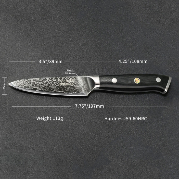 Sunnecko Premium 3,5 "Hüvelykes Paring Kés Damaszkusz Acél Konyhai Kések Japán Vg10 Blade Botor Sharp Gyümölcsvágó G10 Fogantyú - Image 3