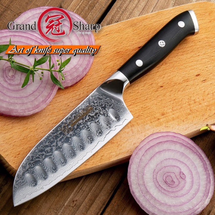 Santoku Kés 5 Hüvelykes Vg10 Japán Damaszkusz Acél Konyhai Kés 67 Rétegek Magas Széntartalmú Rozsdamentes Acél Séf Főző Szerszámok Éles - Image 3