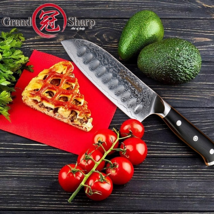 Santoku Kés 5 Hüvelykes Vg10 Japán Damaszkusz Acél Konyhai Kés 67 Rétegek Magas Széntartalmú Rozsdamentes Acél Séf Főző Szerszámok Éles - Image 4