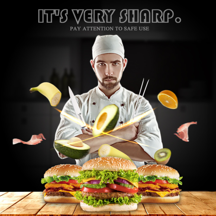 Sowoll Bbq Szerszámok 8 Hüvelykes Rozsdamentes Acél Szeletelő Konyhai Kés Grillezés Villa Ajándékdoboz Halhús Túrázás Főzési Kiegészítők - Image 4