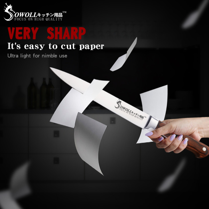 Sowoll Bbq Szerszámok 8 Hüvelykes Rozsdamentes Acél Szeletelő Konyhai Kés Grillezés Villa Ajándékdoboz Halhús Túrázás Főzési Kiegészítők - Image 5