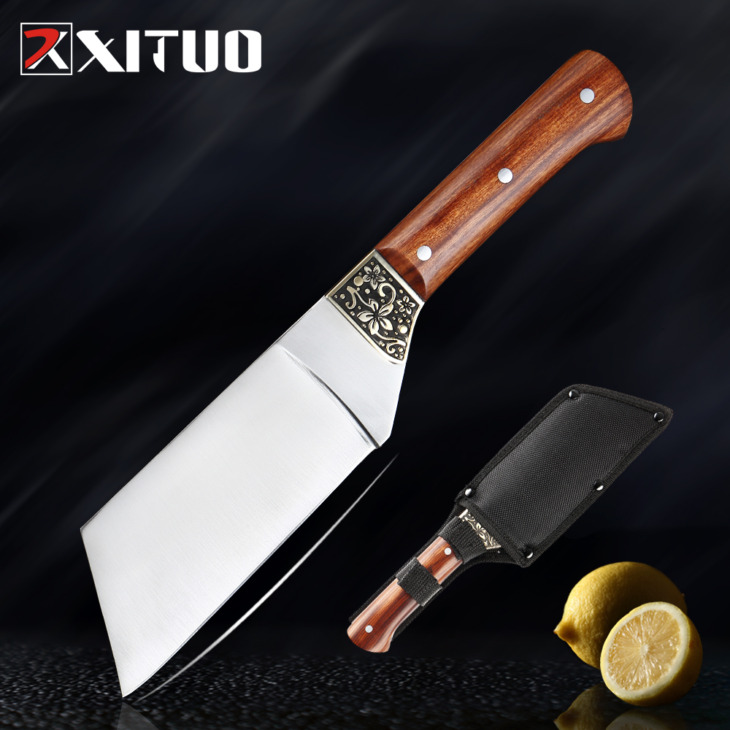 Xituo 440C Rozsdamentes Acél Prémium Séf Kés Durian Knife Cleaver Hús Gyümölcs Konyhai Kés Rózsafa Fogantyú Főző Szerszám - Image 1