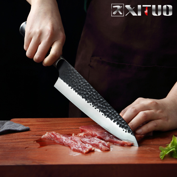Xituo Magas Szén Acél 8 Hüvelykes Séf Kés Japán Kézi Kovácsolt Nem Tapadós Éles Szelet Húskés Gyümölcs Zöldség Főző Eszköz Új - Image 6