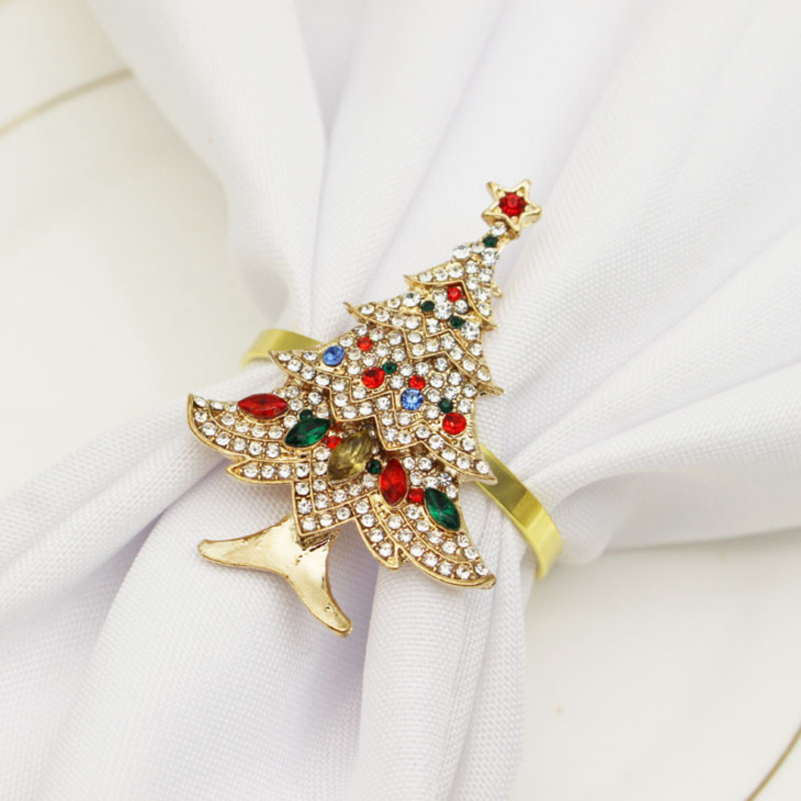 12pcs-New-hotel-Christmas-tree-diamond-studded-napkin-button-napkin-ring-napkin-ring-cloth-ring 12Db Új Szálloda Karácsonyfa Gyémántszívű Szalvéta Gomb Szalvéta Csengőgyűrű Gyűrűs Gyűrű - Image 1