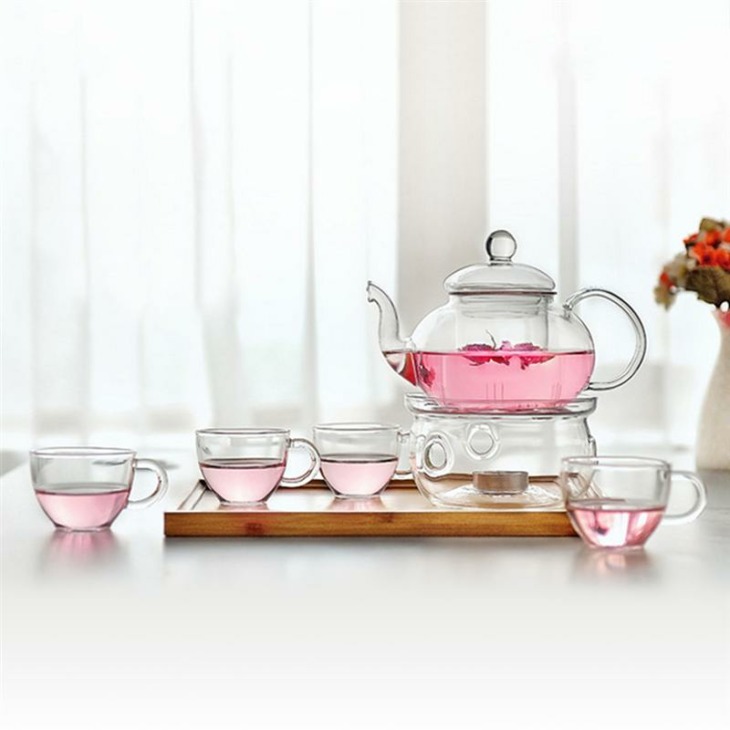 Drinkware-6pcs-Clear-Modern-Flowers-Tea-Set-Warmth-Teaware-Cups-Tea-Pot-Kungfu-Teaware-for-Lemon Drinkware 6Db Tiszta Modern Virágok Teakészlet Meleg Teárfajta Csésze Tea Edény Kungfu Teamária Citrom Italhoz / Forró / Jeges / Gyümölcs Tea - Image 1