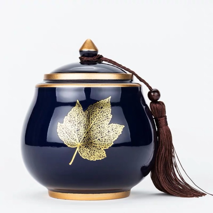 Elegant-tea-caddy-with-gold-inlay-puer-black-tea-sealed-canister-ceramic-tea-storage-tank-chest Elegáns Tea Caddy Arany Betéttel Puer Fekete Tea Lezárt Tartály Kerámia Tea Tároló Tartály Mellkas - Image 1