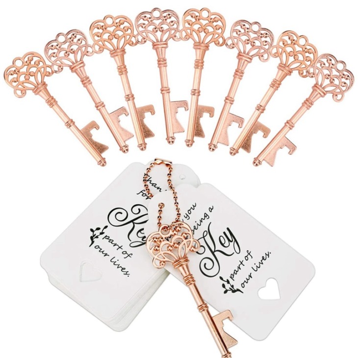 60Set Key Palacknyitók Key Palacknyitó Kíséretkártya Címkével És Kulcstartó Láncok Az Esküvői Kedvezmények Eljegyzési Karácsonyi Karácsonyi Kedvezményekhez - Image 2