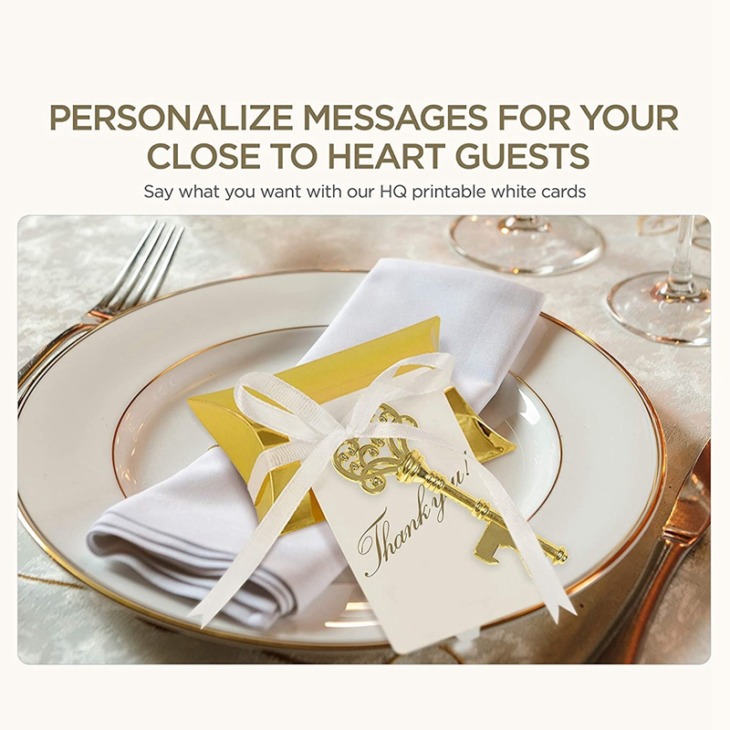 50 Állítsa Be Az Esküvői Kedvezményeket A Vendégek Számára Party Fed Vintage Key Palacknyitó Kíséretkártya Címkével És Szatén Szalaggal - Image 4