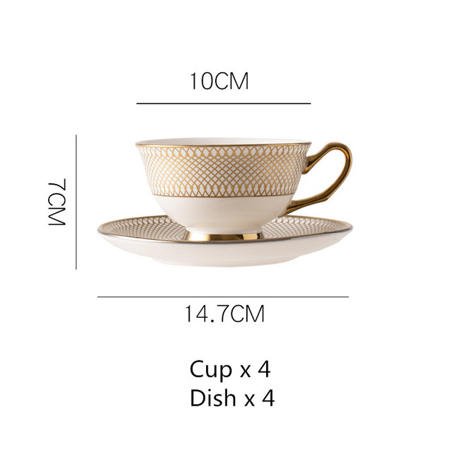 cup and dish x 4