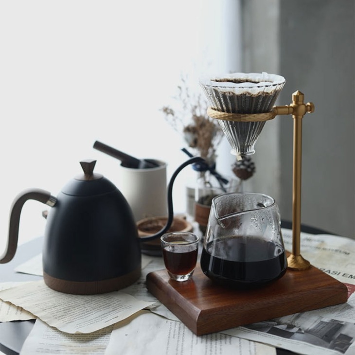 Öntsön Át A Kávéfőző Állványt Vintage Fa Alap Állítható Magasságú Állvány Cseppszűrő Tartójával A Kézi Sörozáshoz - Image 4