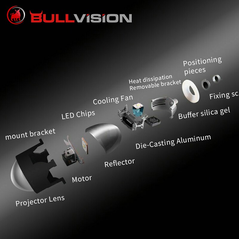2,5 Hüvelykes Bi Led Lencse H4 H7 9005 9006 Led Izzó Fényszóró Projektor Led Lencsék Angyalszemek Autós Autó Kiegészítők Bullvision