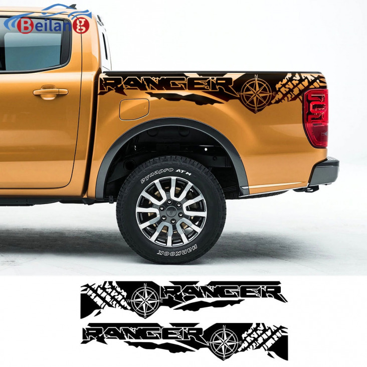 2021 2Db Vinil Autós Matricák Abroncsbélyegző Iránytű Kaland Off Road Grafikus Matricák Ford Ranger Raptor Pickup Kiegészítők
