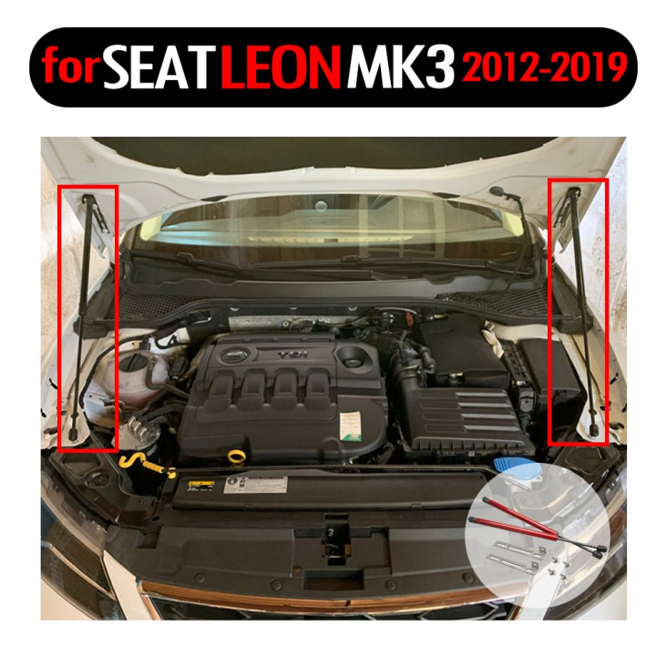 Szénszálas Lengéscsillapító Seat Leon Mk3 5F 2012- 2019 Autóstílus Első Motorháztető Motorháztető Gázrugók Emelésének Támogatása Gázrugó