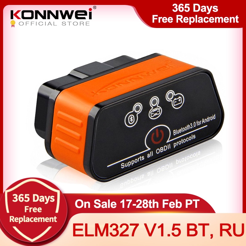 Elm327 Obd2 Szkenner Autószkenner Icar2 Konnwei Bluetooth Elm 327 V 1.5 Autodiagnosztikai Eszköz Obd 2 Szkenner V1.5 Pic18F25K80 Chip