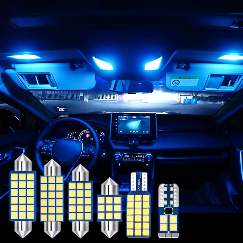 Voor Toyota Rav4 Xa50 Rav 4 2019 2020 2021 6Pcs Auto Lámpa Interieur Koepel Leeslampjes Kofferbak Licht Vanity Spiegel Verlichting Accessoires