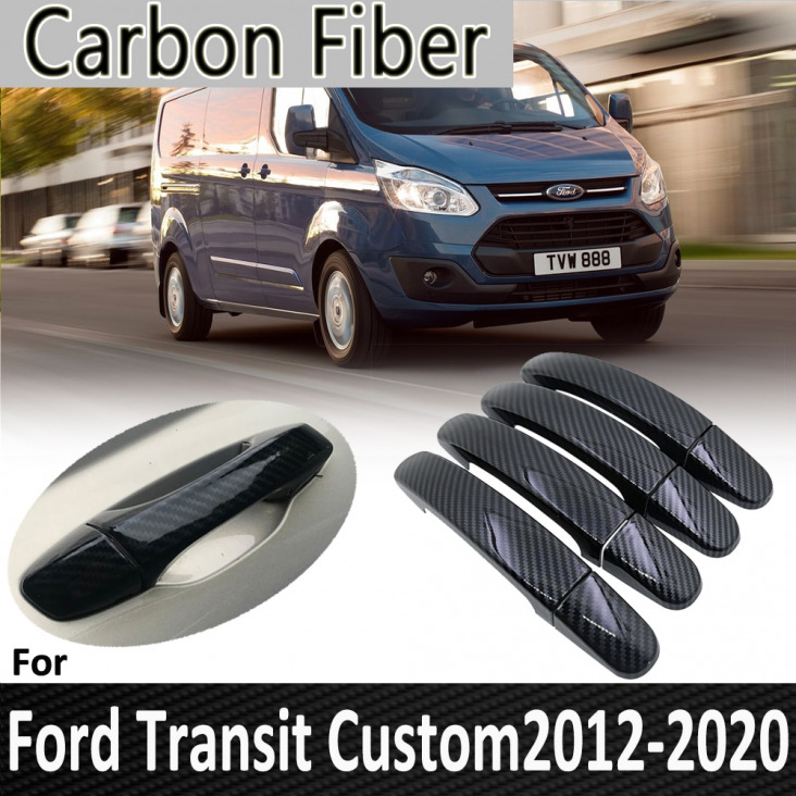 Fekete Szénszálas Ford Transit Custom 2012 2013 2014 2015 2016 2017 2018 2019 Ajtókilincs Burkolat Matrica Autótartozékok