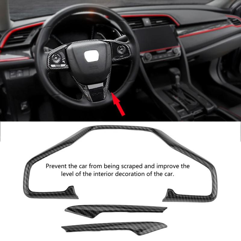 Honda Civic 10. 2016 2017 2018 3Db Szénszálas Stílusú Autó Kormánykerék Keret Borítású Matricák Új