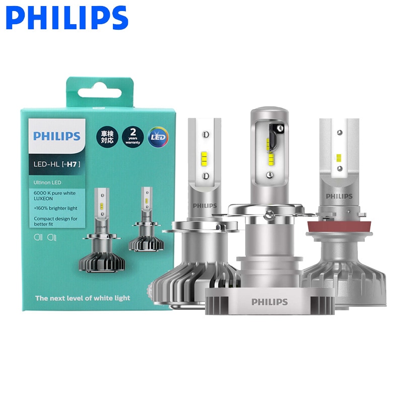Philips Ultinon Led H1 H4 H7 H8 H11 H16 9005 9006 Hb3 Hb4 6000K Fényes Autó Led-Es Fényszóró Automatikus Ködlámpa 160% -Kal Több Fényerejű (Páros)