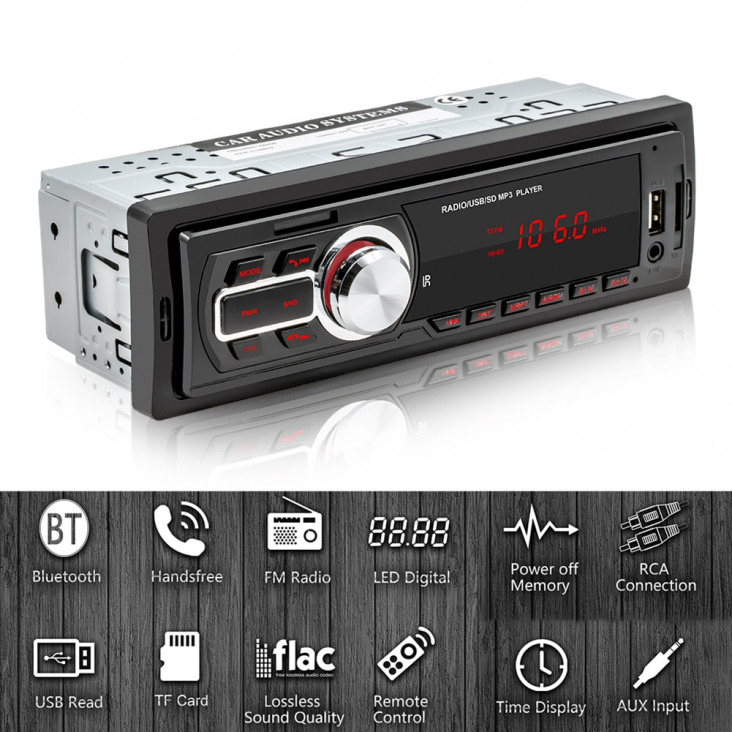 5208E 1 Din Autórádió Fm Bluetooth Autoradio Aux-In Tf U Disk Mp3-Lejátszó Kihangosító Automatikus Sztereó Multimédia Audió Műszerfal-Fejegység