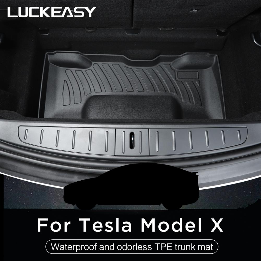 Luckeasy Továbbfejlesztett Lábvédő Tpe Custom Fit Minden Időjáráshoz Használt Csomagtartó Szőnyeg A Tesla Model X Magas Oldalához
